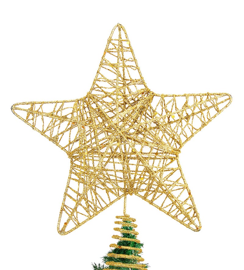 DERAYEE Christmas Tree Star Topper Decoration, Glittered Treetop Christmas Tree Decoration Seasonal DÃ©cor - Image 1